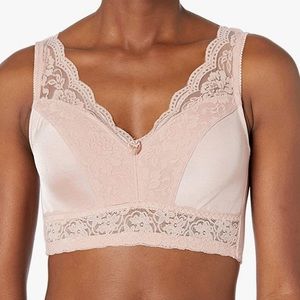 Rhonda Shear Women's Pin-Up Lace Leisure Rose Blush Bra with Removable Pads